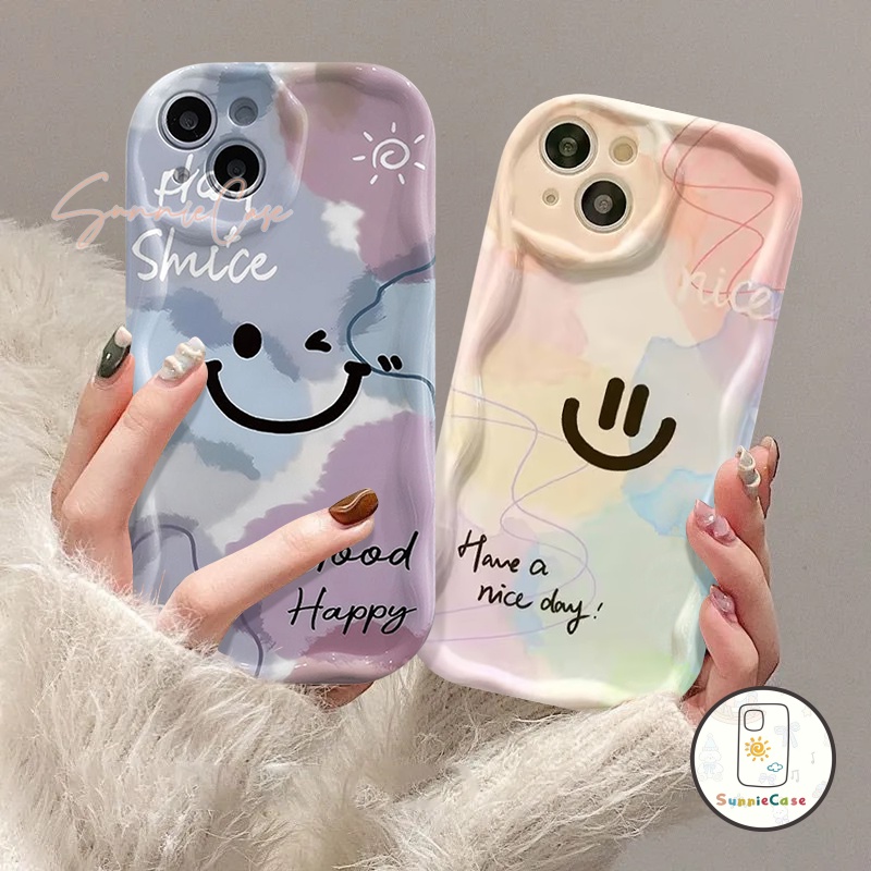การ์ตูนรอยยิ้มที่มีสีสันรอยยิ้มกรณีโทรศัพท์นุ่มเข้ากันได้ iPhone 11 15 12 14 13 Pro Max 7Plus 15 7 8 Plus X XR XS Max SE