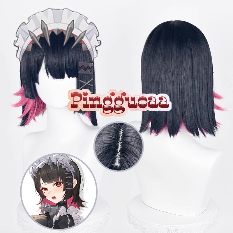 【Manmei】Zenless Zone Zero Ellen Joe Cosplay Wig 33cm Mixed Color Heat Resistant Synthetic Wigs