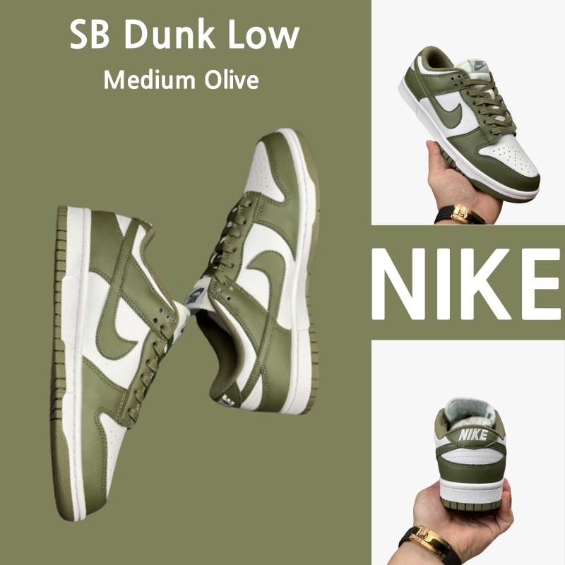 (แท้💯% )รองเท้าผ้าใบไนกี้ Nike SB Dunk Low Medium Olive 100% authentic sneakers shoes running shoes 