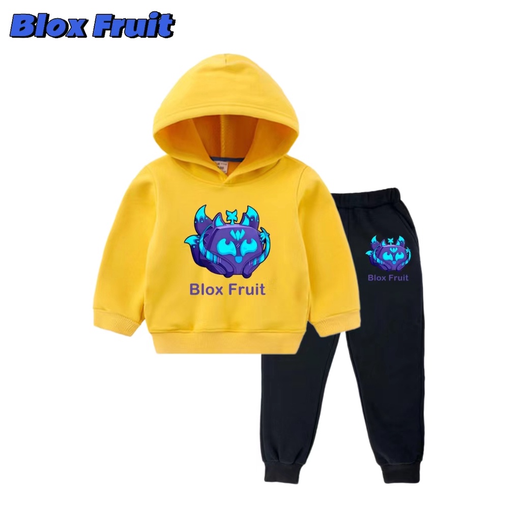 Kitsune Fruit Blox Fruit ชุดเสื้อแขนสั้น และกางเกงลําลอง ผ้าฝ้าย ลายการ์ตูน สําหรับเด็ก