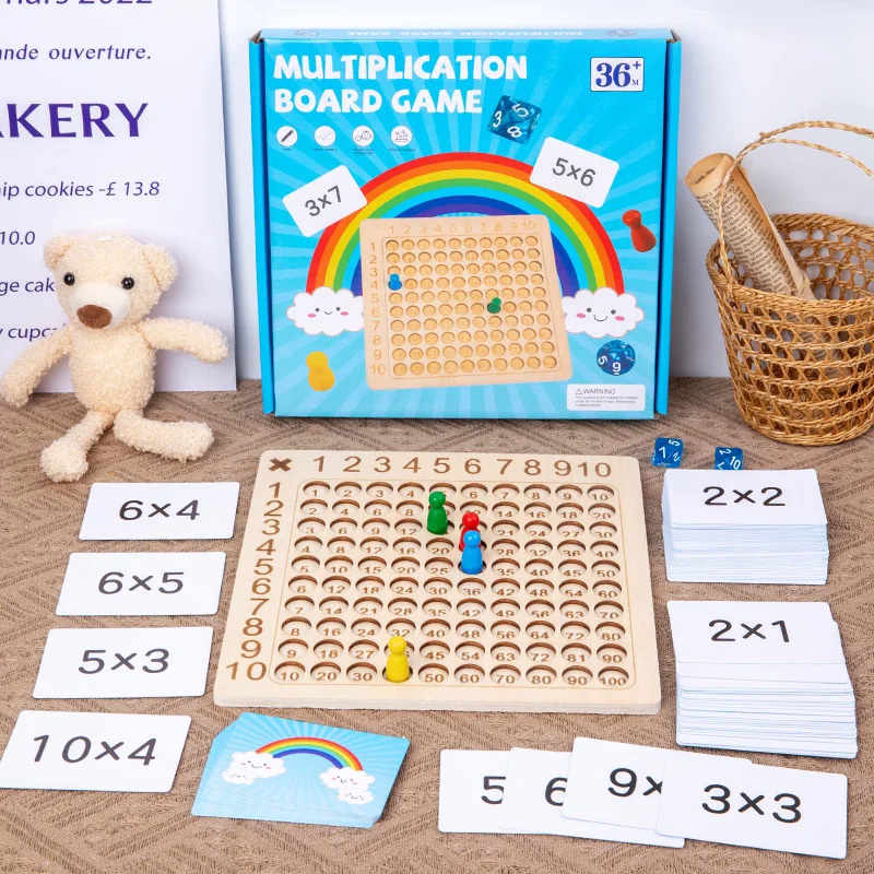 99 Multiplication Board Game Wooden Montessori  Kids Learning Educational Toys Math Counting Hundred