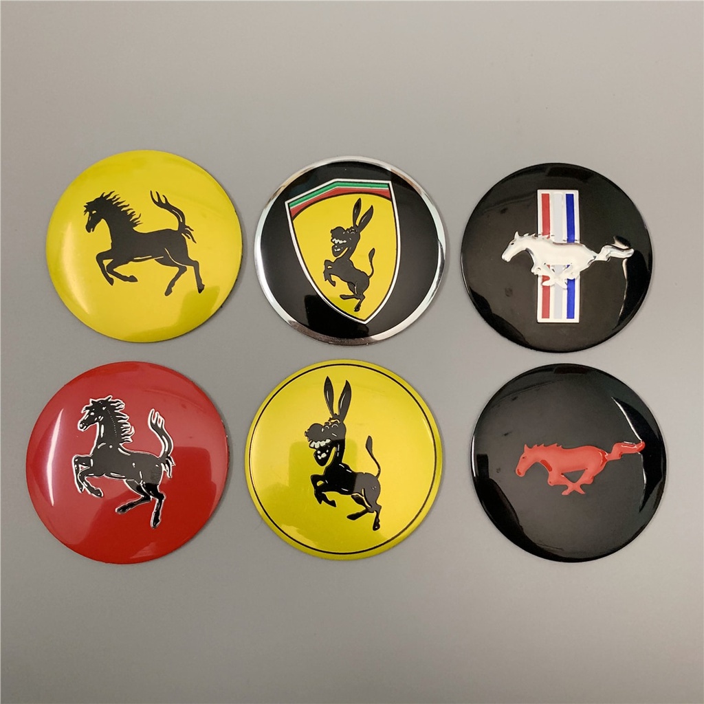สติกเกอร์ตราสัญลักษณ์ 56 มม. 65 มม. 4 ชิ้น สําหรับ Ferrari Mustang ราคา ถูกที่สุด ดีลบีเคเค