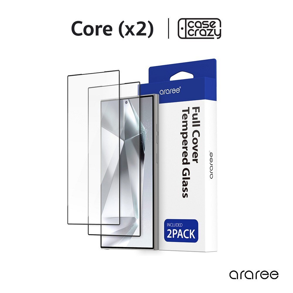 ARAREE กระจกกันรอยหน้าจอสำหรับ Galaxy S24,S25 / S24+,S25+ / S24 Ultra CORE (แพ็ก 2 ชิ้น)