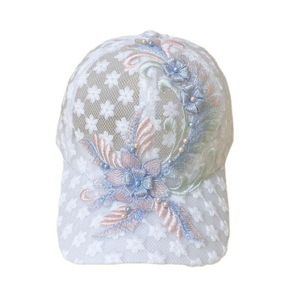 Camelli หมวกเบสบอล ปักลายลูกไม้ ดอกไม้ ตาข่าย ลิ้นเป็ด หมวกเด้งกลับ ฤดูร้อน ผู้หญิง หมวกบังแดด