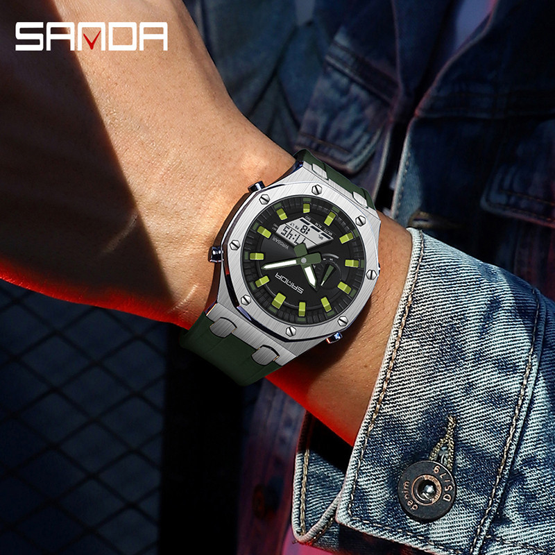Sanda Oak นาฬิกาข้อมืออิเล็กทรอนิกส์ กันน้ํา อเนกประสงค์ สําหรับผู้ชาย SD3309-6