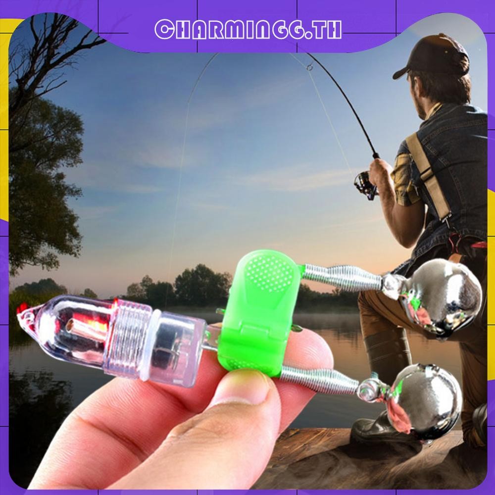[charmingg.th] Led Night Fishing Rod Bite Bait Alarm Light with Twin Bells Ring Fish Bait Alarm