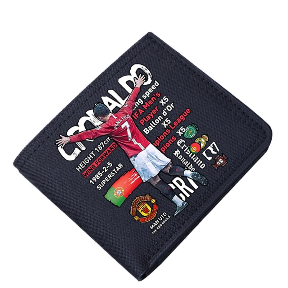 Bifold Zipperless Wallet Mens Youth Card Holder Football Messi Ronaldo Mbappe Student Coin Purse Sho