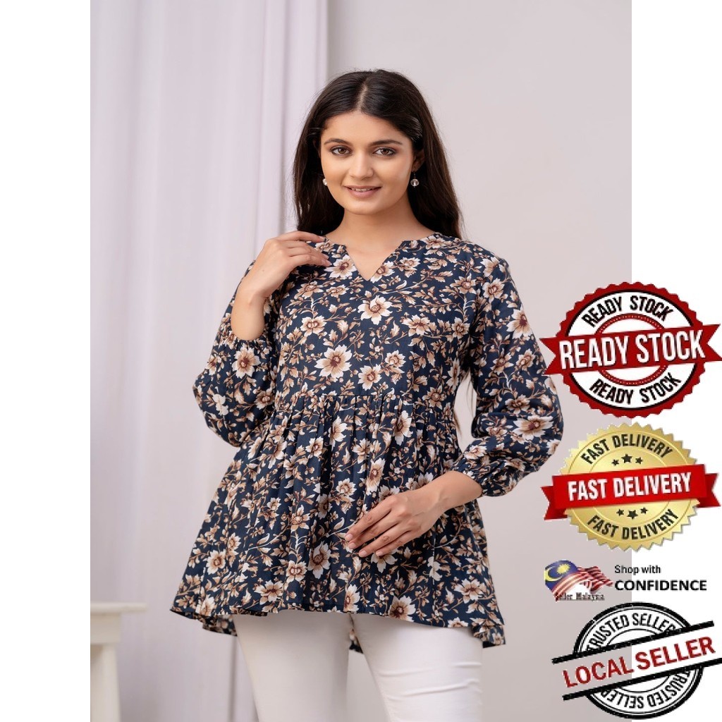 สั้น Kurti ผู้หญิงอินเดีย Kurtis Top Saree Sari Punjabi ชุดสําเร็จรูป Kurti UD43050APTP