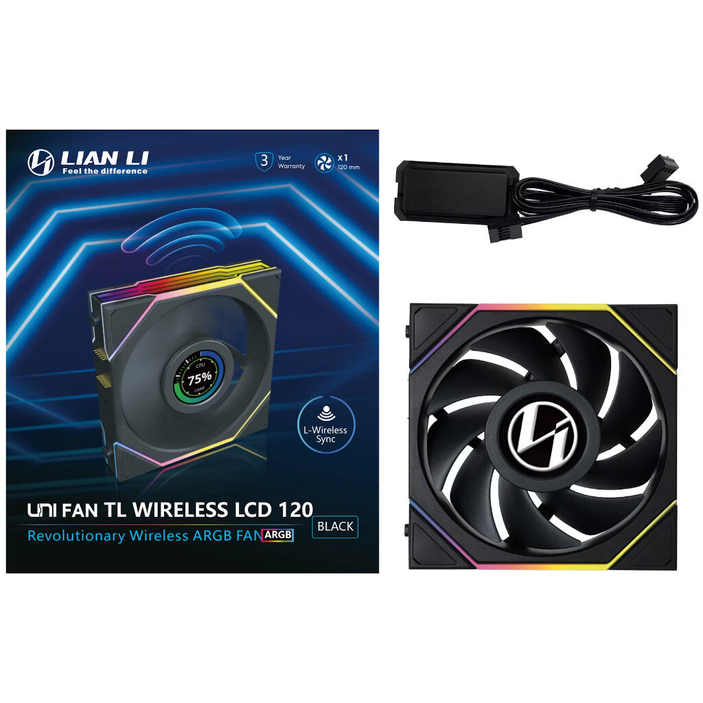 LIAN LI TL120 Wireless LCD Normal Black 1x120mm Single Pack (ไม่รวม L-Controller) PWM FAN