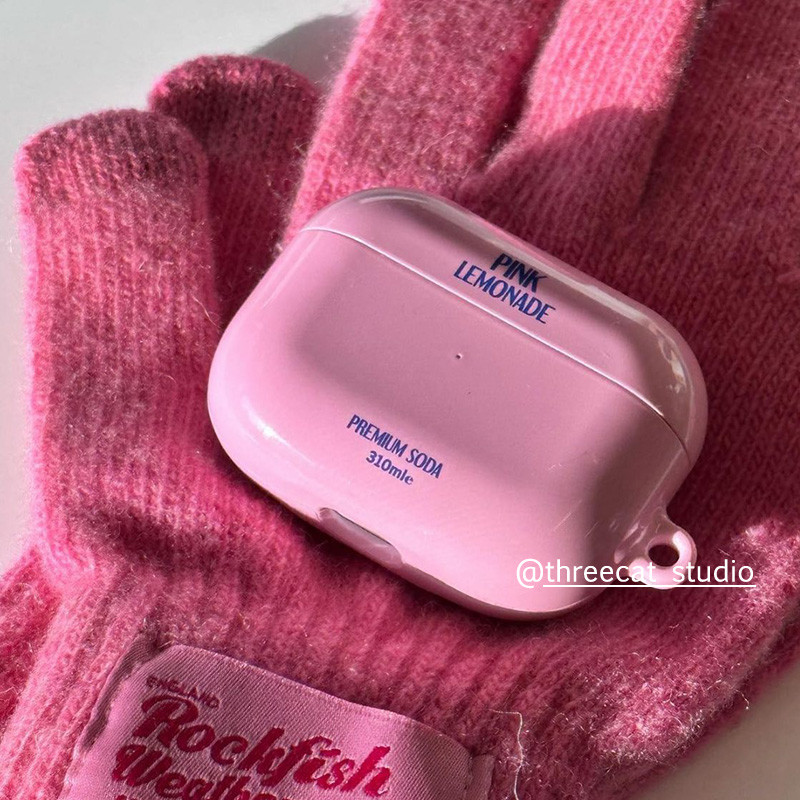 เกาหลี ins สีชมพูมะนาว Simple Hard Airpods Case สําหรับ Airpods 1/2 Pro 3 4 Hard Full Protection Case สไตล์บล็อกเกอร์ Cover