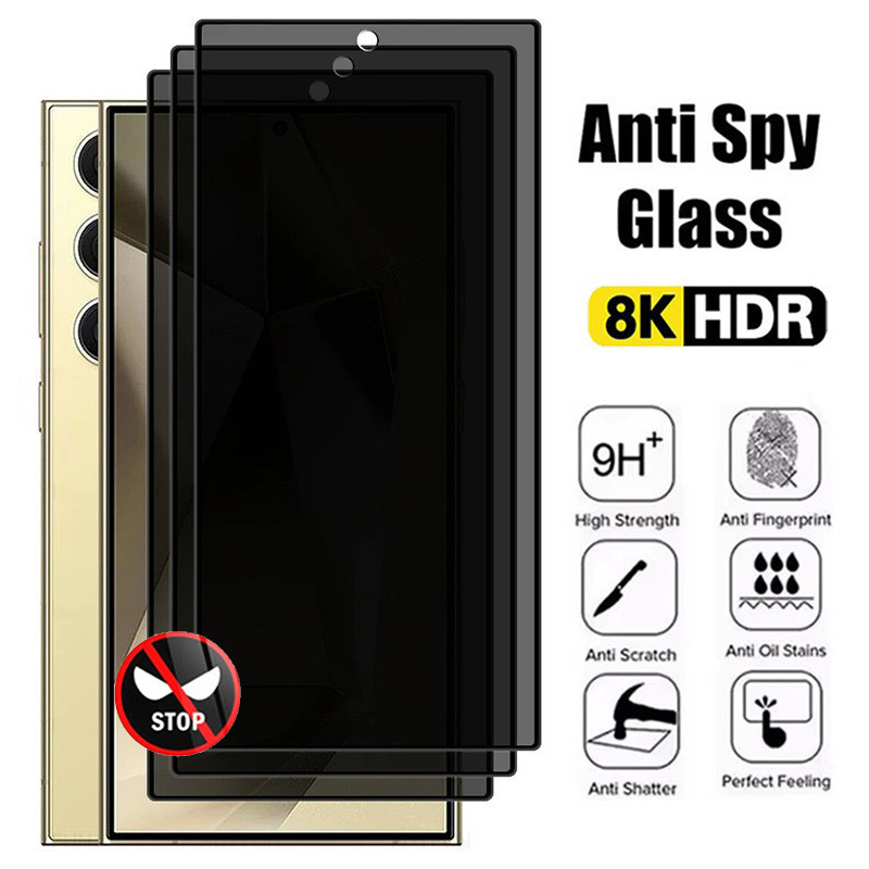 กระจกนิรภัยสําหรับ Samsung Galaxy S25 S24 S23 S22 S21 S20 S10 S9 S8 Plus S25 Ultra S24FE S23FE S21FE S20FE S10E Note 20 Ultra 10 Plus 9 8 Anti-Spy ความเป็นส่วนตัวป้องกันหน้าจอฟิล์มแก้ว