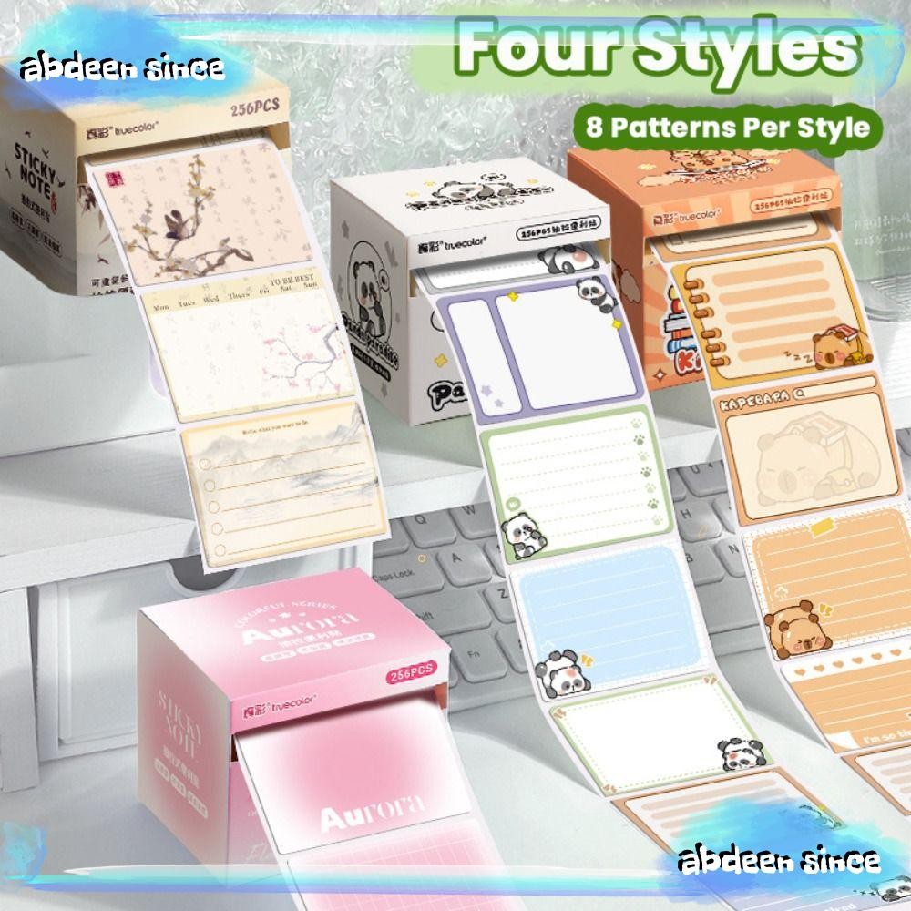 Abdeensince 256 ชิ้น/เซ็ต Sticky Notes, Pull-out Type Capybara Labels สติกเกอร์, คุณภาพสูง DIY กาวเต็มฉีกขาดได้ Notepad สํานักงานโรงเรียน