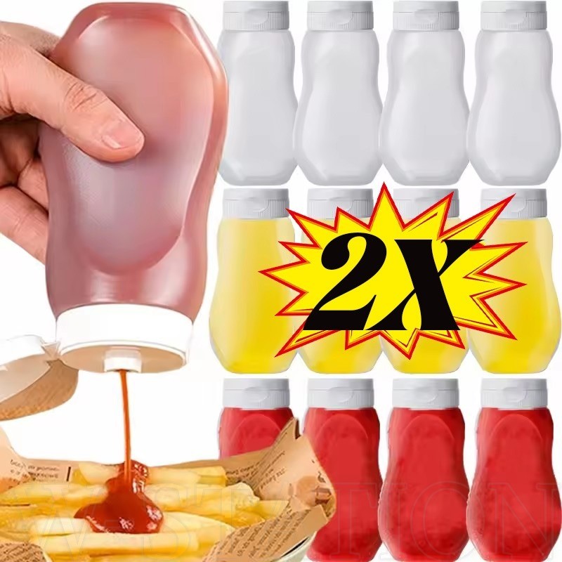 2ชิ้น ซอสมะเขือเทศบีบขวด-ซอสบาร์บีคิว จ่าย ขวด-อุปกรณ์ครัว-ซอสรั่วแยกขวด-สําหรับสลัด,แยม,น้ํามัน,น้ําส้มสายชู