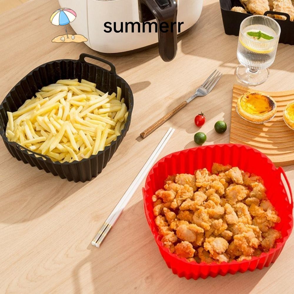 Summerr ซิลิโคน Air Fryer Liners,สําหรับ 4-7 QT สีดําสีแดงเตาอบ,Air Fryer อุปกรณ์เสริมพร้อมที่จับReu