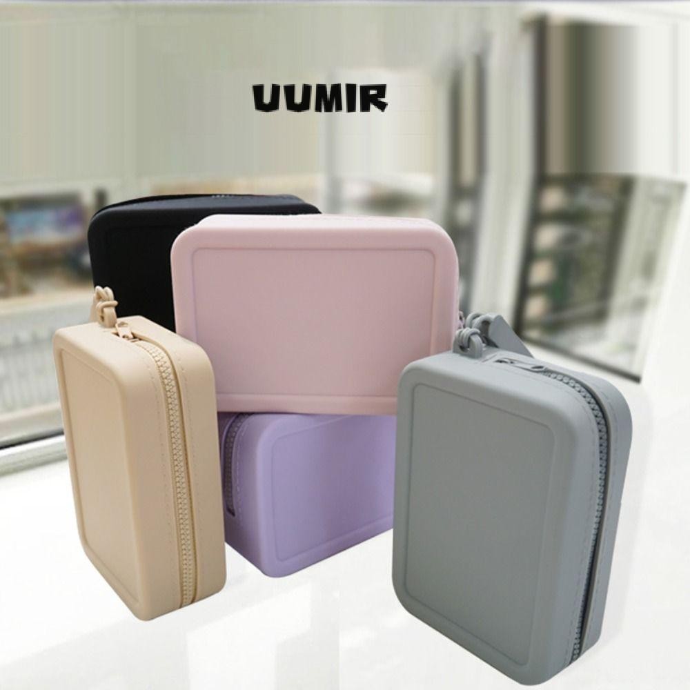 Uumir กระเป๋าเก็บของ, กระเป๋าใส่เหรียญแบบพกพาซิป, กระเป๋าแต่งหน้าความจุสูงทรงสี่เหลี่ยมกันน้ําวินเทจ