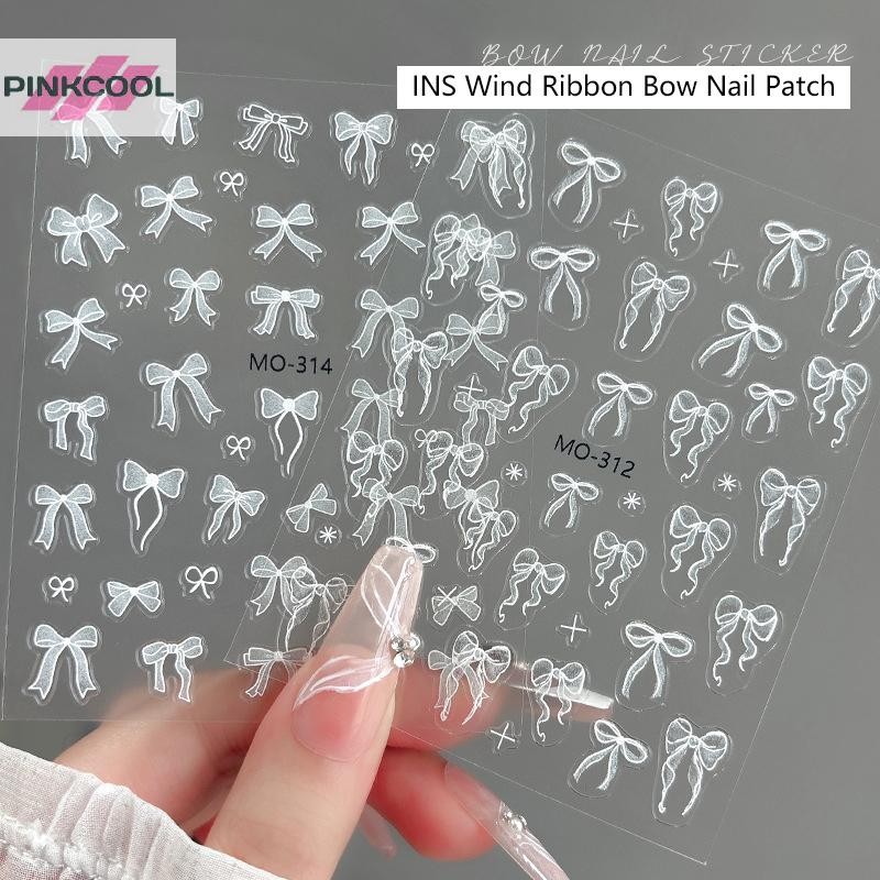 Pinkcool 1 แผ่นริบบิ้นสีขาว Bowknot 3D นูนบรรเทาตกแต่งเล็บสติกเกอร์เล็บเครื่องมือ Decals ร้อน ราคา ถูกที่สุด ดีลบีเคเค แกลเลอรีภาพที่ 2