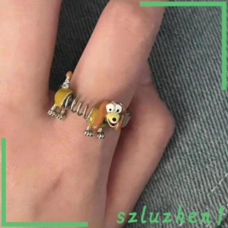 [Szluzhen1] แหวนอัลลอย รูปสัตว์ สุนัขน่ารัก ปรับได้ เครื่องประดับ สําหรับงานปาร์ตี้ ของขวัญ