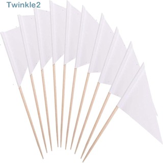 Twinkle ป้ายฉลากกระดาษ ทรงสามเหลี่ยม สีขาว 3.2 นิ้ว สําหรับตกแต่งเค้ก บุฟเฟ่ต์ 120 ชิ้น