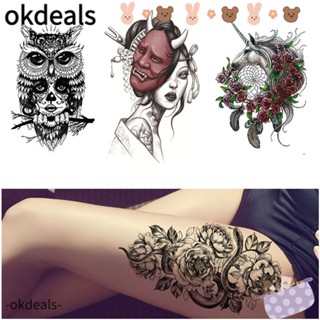 Okdeals สติกเกอร์รอยสักชั่วคราว ลายดอกไม้ สําหรับผู้หญิง