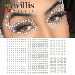 Willis สติกเกอร์ไข่มุก พลอยเทียม ทรงกลม แบน 3D มีกาวในตัว 3 4 5 6 8 12 มม. สําหรับตกแต่งเล็บ