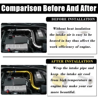 SADE 5/10/20 ม. เทปท่อไอเสียความร้อน สีทอง ฉนวนกันความร้อน ป้องกันอากาศ ห่อ อุปสรรคความร้อน สะท้อนแสง เครื่องยนต์ EX-1001