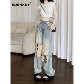 EOENKKY กางเกงขายาว กางเกงยีสน์ผู้หญิง ทรงหลวม ๆ ตรง Retro Hip Hop Pants 2023 NEW Style A27L0AA 35Z230901