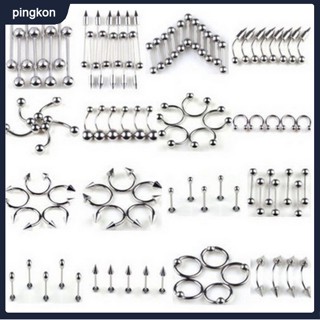 Tdg 85 ชิ้น ลิ้น กระดุม ต่างหู สตั๊ด คิ้ว สะดือ แหวน สเตนเลส เจาะร่างกาย เครื่องประดับ
