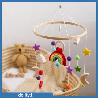 [Dolity1] ของเล่นโมบายไม้ รูปดวงจันทร์ สีรุ้ง สําหรับเด็กทารกผู้ชาย และเด็กผู้หญิง