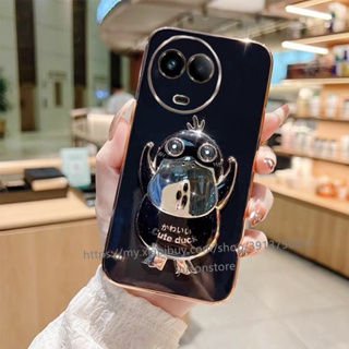 ใหม่ Realme 11 5G 4G C51 NFC Phone Case ป้องกันการตก เคสนิ่ม พร้อมที่วางการ์ตูนเป็ด เคสโทรศัพท์ ขอบตรง TPU เคสโทรศัพท์ ฝาหลัง