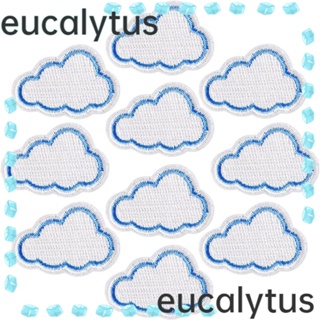 Eucalytus1 แผ่นผ้าโพลีเอสเตอร์ ปักลายก้อนเมฆ ขนาดเล็ก 1.38x0.94 นิ้ว สําหรับตกแต่งเสื้อผ้า หมวก 15 ชิ้น