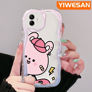 เคสโทรศัพท์มือถือแบบนิ่ม ใส กันกระแทก ลายการ์ตูนหมีสีชมพู สีมาการอง สําหรับ Samsung A04 A04E M04 F04