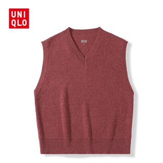 UNIQLO เสื้อกันหนาวแขนกุด คอวี ผ้าถัก ทรงหลวม แฟชั่นฤดูใบไม้ร่วง และฤดูหนาว สําหรับผู้ชาย ไซซ์ M - 3XL