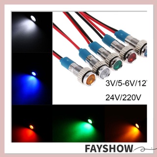 Fay ไฟแสดงสถานะ LED โลหะ กันน้ํา สีแดง สีเหลือง สีฟ้า สีเขียว สีขาว 3V 5V 6V 9V 12V 24V 220V 1 ชิ้น