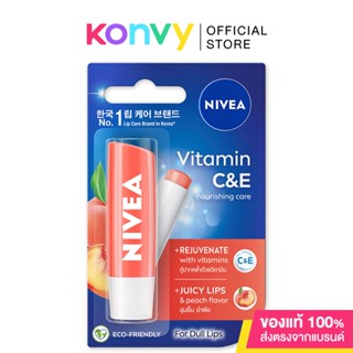 NIVEA Lip Peachy C E 4.8g นีเวีย ลิป บำรุงริมฝีปาก พีชชี่ ซี แอนด์ อี.