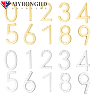 Myronghd สติกเกอร์ตัวเลข 2 นิ้ว มีกาวในตัว สีทอง สีเงิน สําหรับติดกล่องจดหมาย