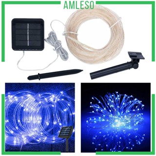 [Amleso] สายไฟหิ่งห้อย LED พลังงานแสงอาทิตย์ ทองแดง สําหรับตกแต่งสวน ปาร์ตี้ หน้าร้อน กลางแจ้ง