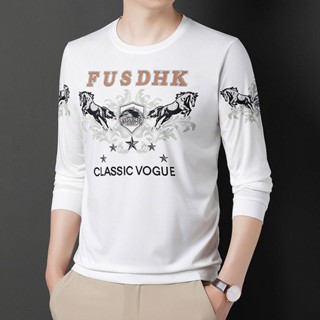 เสื้อยืดคอกลม ผ้าเรยอน พิมพ์ลายตัวอักษร สําหรับผู้ชาย