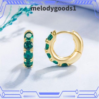 Melodygoods1 ต่างหูห่วง สีเขียวมรกต เครื่องประดับแฟชั่น ผู้หญิง เด็กผู้หญิง เครื่องประดับร่างกาย สีเขียวมรกต ต่างหูห่วงฮักกี้