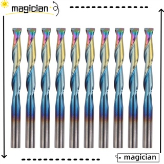 Mag ชุดดอกเร้าเตอร์เอ็นมิล CNC ก้านนาโน สีฟ้า 1/8 นิ้ว จมูกแบน 3.175*22 * 39 มม. 10 ชิ้น