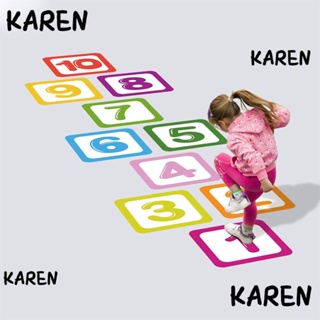 Karen สติกเกอร์ ลายการ์ตูนตัวเลข Hopscotch Game กันน้ํา สําหรับตกแต่งบ้าน เนอสเซอรี่