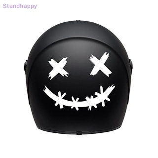 Standhappy ใหม่ สติกเกอร์ไวนิล ลายหน้ายิ้ม สําหรับติดตกแต่งหมวกกันน็อครถจักรยานยนต์