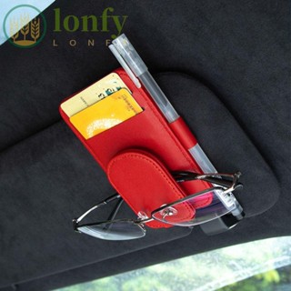 Lonfy คลิปที่บังแดดรถยนต์, อุปกรณ์เสริมในรถยนต์, คลิปแว่นตากันแดด หนัง PU, ที่ใส่แว่นตา คุณภาพสูง ที่ใส่บัตรตั๋ว ขาตั้งรถ