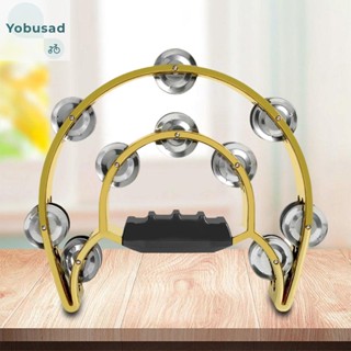 [Yobusad.th] แทมบูรีน แบบครึ่งวงแหวน แถวคู่ เครื่องเคาะ สําหรับกลอง ดวงจันทร์