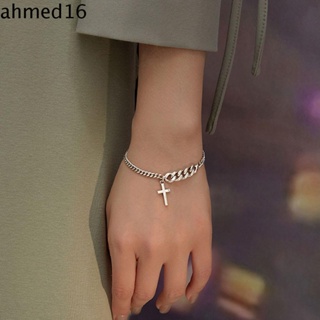 Ahmed สร้อยข้อมือ กําไลข้อมือ ทองแดง ไม้กางเขน สไตล์ฮิปฮอป วินเทจ หรูหรา สําหรับผู้หญิง