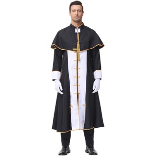 [0630]M-XL Mens Clerical Dress Roman Wizard Clothing Robe Carnival Party Clothing performance wear Animation  costume ball stage wear Halloween  cosplay role-playingComic  costume