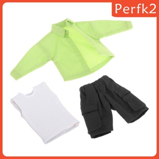 [Perfk2] ชุดเสื้อเชิ้ต กางเกงขาสั้น แฮนด์เมด สเกล 1/12 สําหรับตุ๊กตา 6 นิ้ว