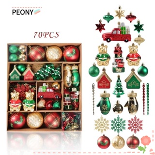 Peonypavilion จี้ลูกบอลพลาสติก เพ้นท์สี 70 ชิ้น สําหรับตกแต่งปาร์ตี้คริสต์มาส