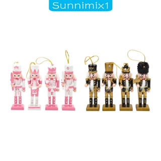 [Sunnimix1] ฟิกเกอร์ไม้ รูปการ์ตูน Nutcracker งานฝีมือ 4 ชิ้น สําหรับเด็ก