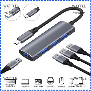 Wattle ฮับแยก USB 3.0 อลูมิเนียม 4 พอร์ต Type-C 3.1 สําหรับแล็ปท็อป PC