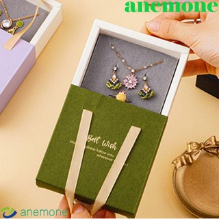 Anemone กล่องลิ้นชักเก็บเครื่องประดับ แหวน สร้อยคอ แบบพกพา กันฝุ่น พร้อมที่จับ